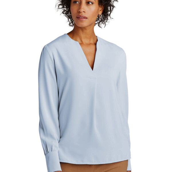 Women's Open Neck Satin Blouse Thumbnail