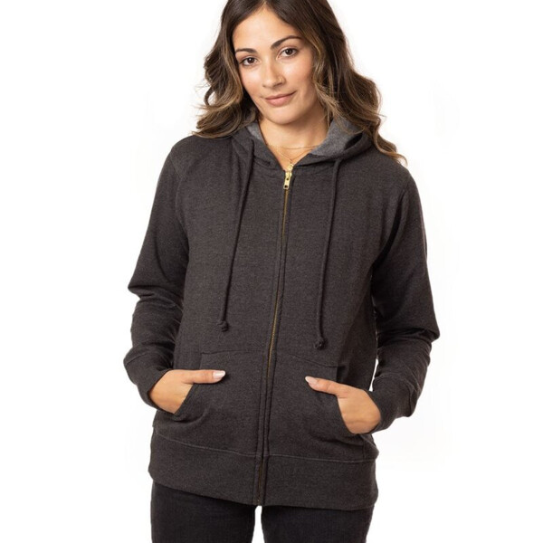 Women's Heathered Full-Zip Hooded Sweatshirt Thumbnail