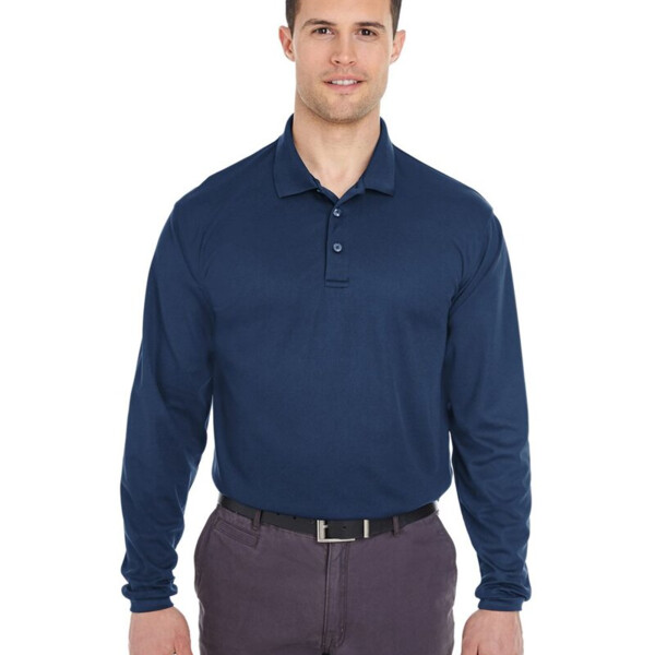 Men's Cool & Dry Long Sleeve Mesh Piqué Polo Thumbnail
