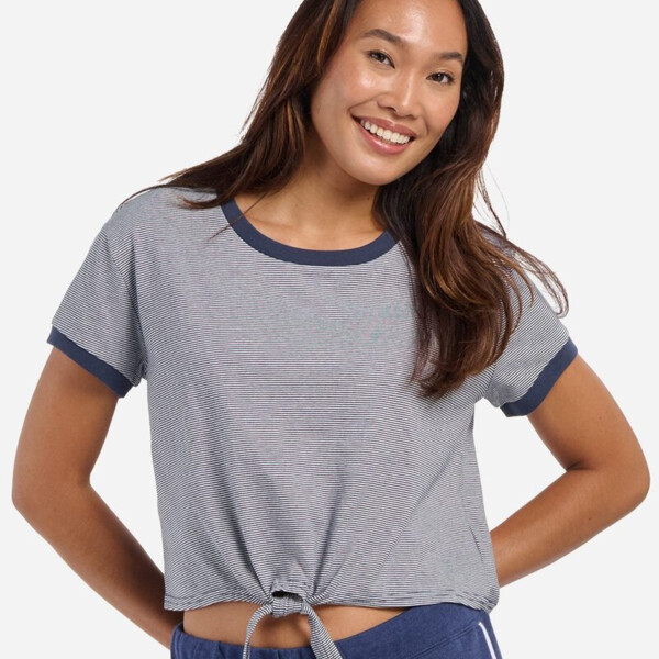Women's Striped Tie Front T-Shirt Thumbnail