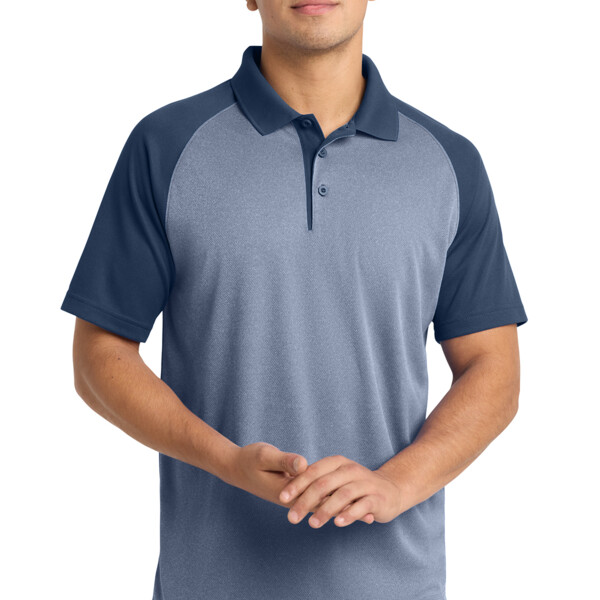 PosiCharge ® RacerMesh ® Raglan Heather Block Polo Thumbnail