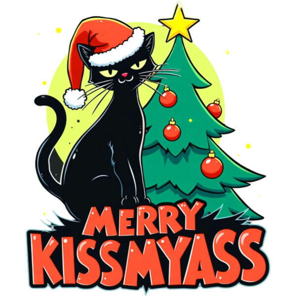 Funny Christmas Cat T Shirt Design Thumbnail